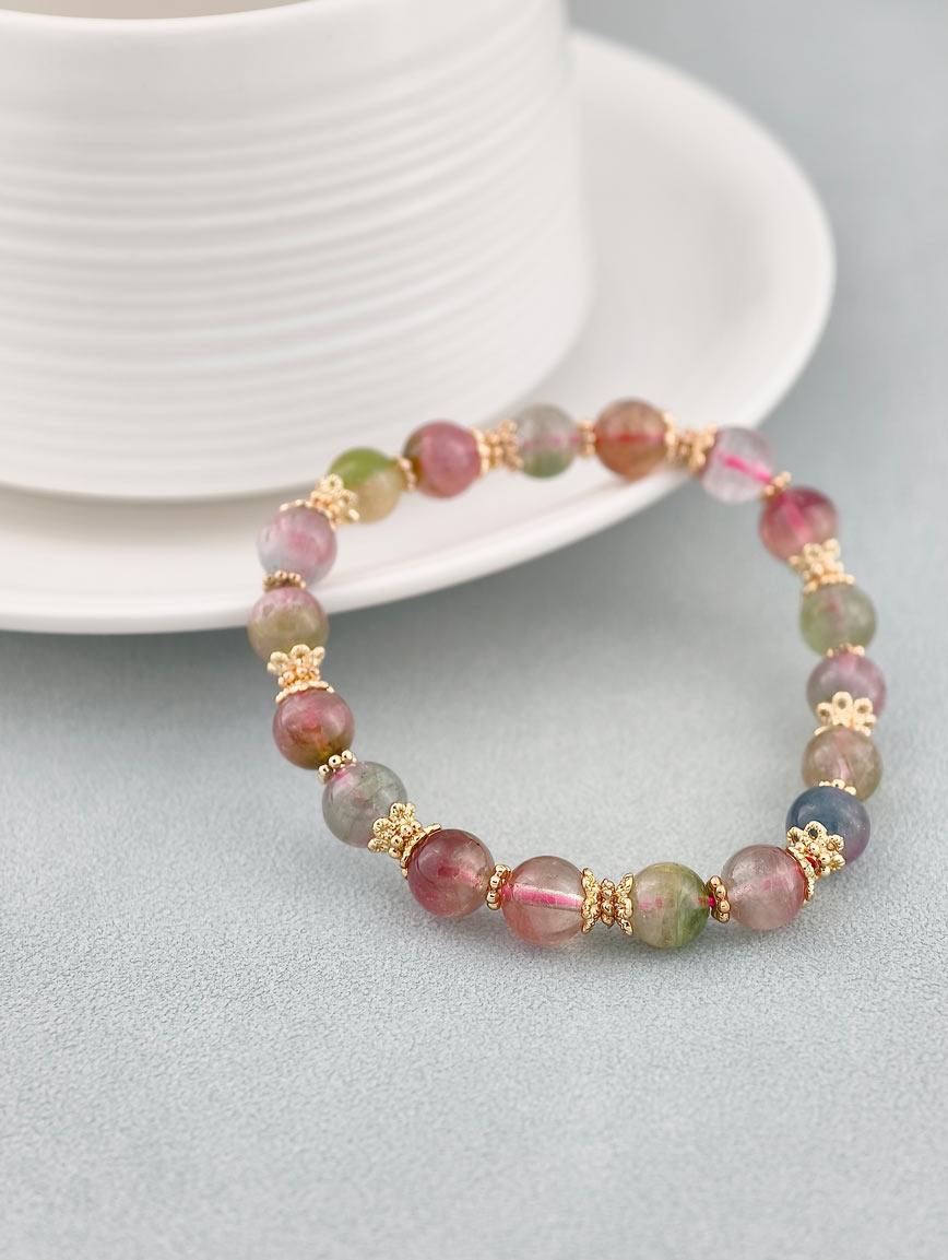 Natural Watermelon Tourmaline Delicate Style Bracelet image