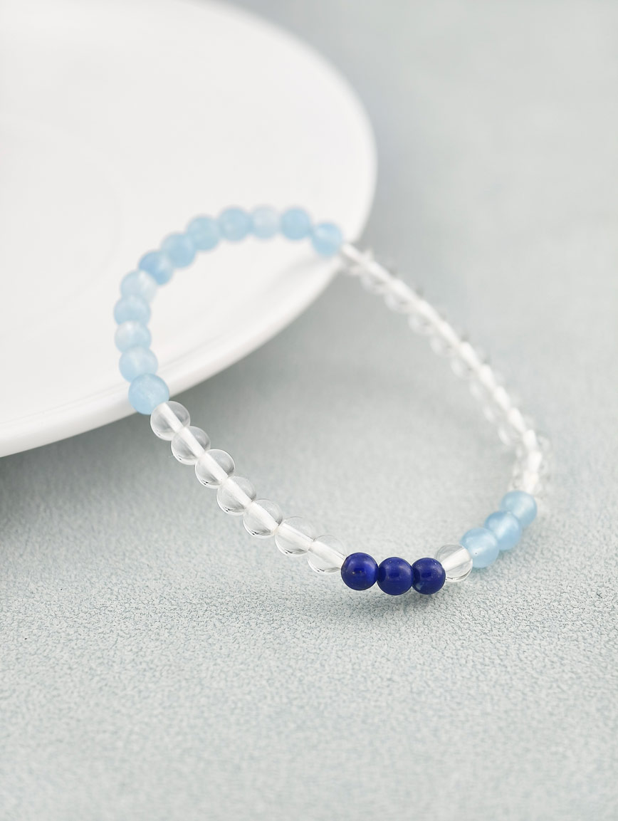 Clear Quartz and Lapis Lazuli Aquamarine Bracelet image