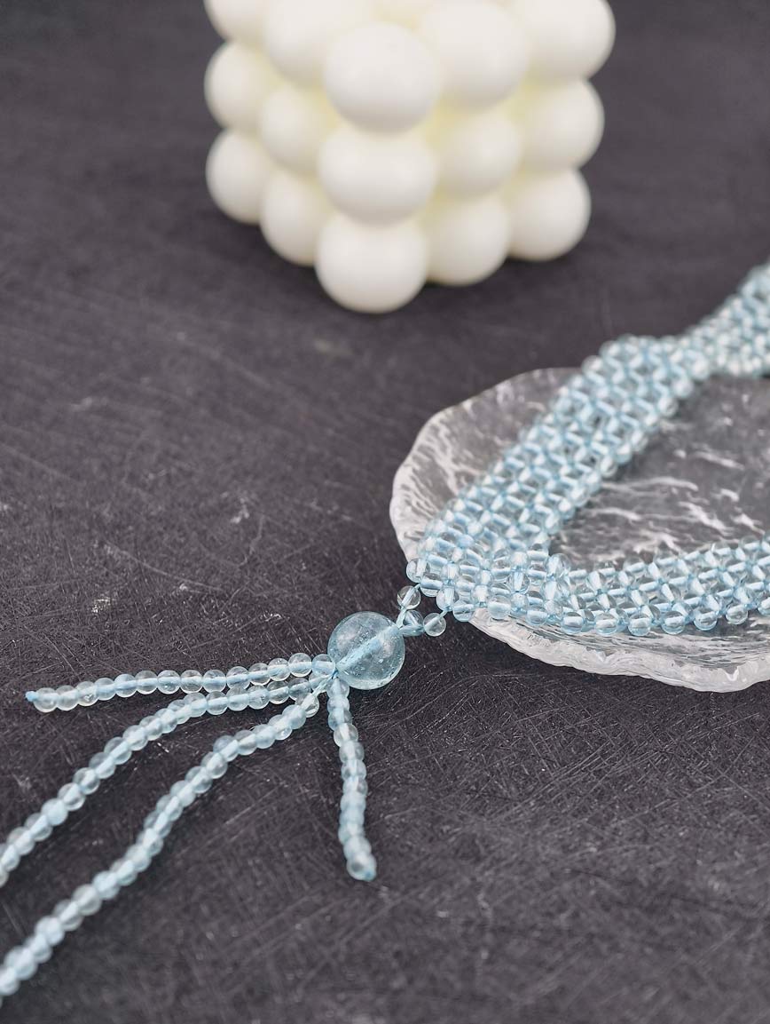 Braided Style Natural Aquamarine Necklace image