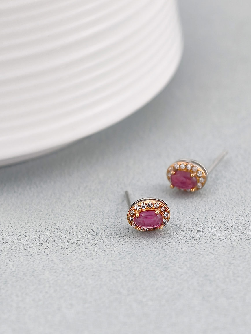 Natural Pink Tourmaline Exquisite Style Sterling Silver Earrings image