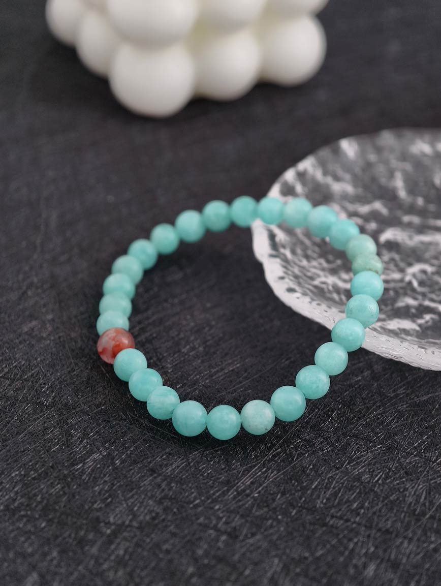 Natural Amazonite and South Red Agate Bracelet image