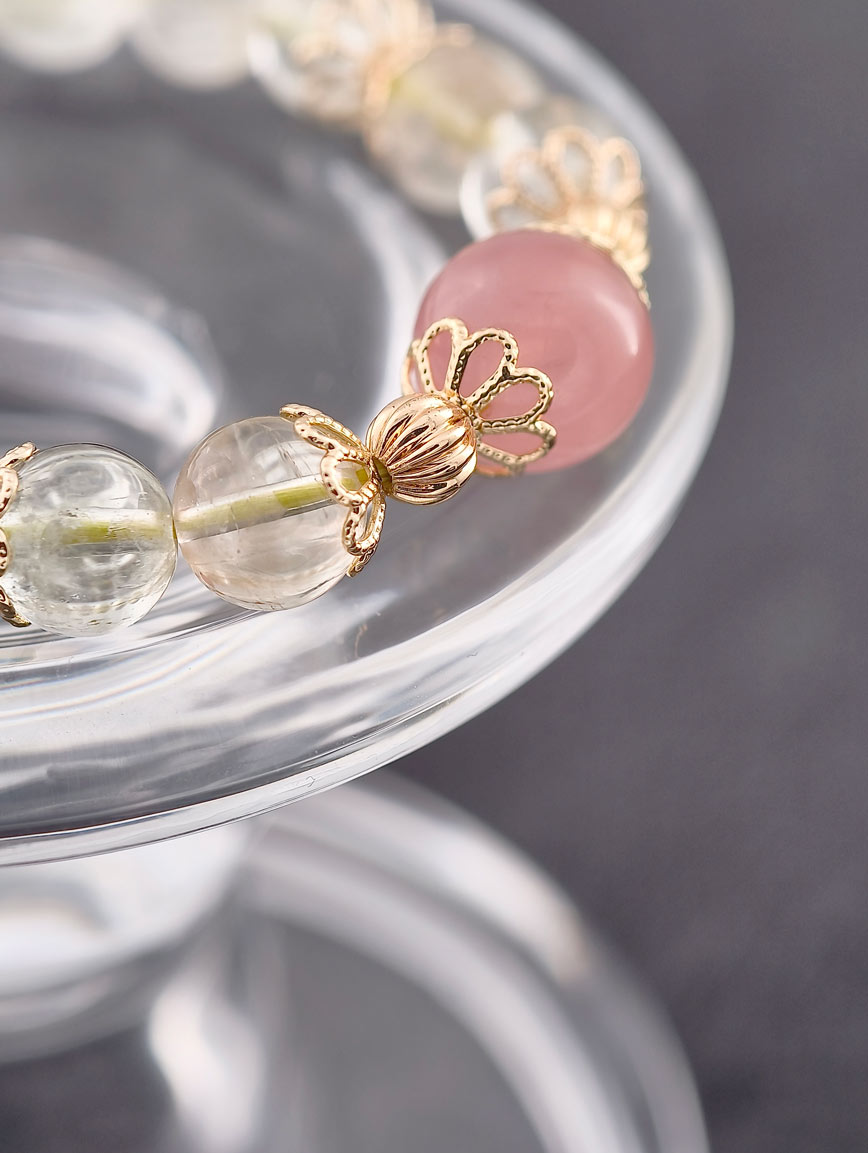 Natural Green Kunzite and Rose Quartz Bracelet image