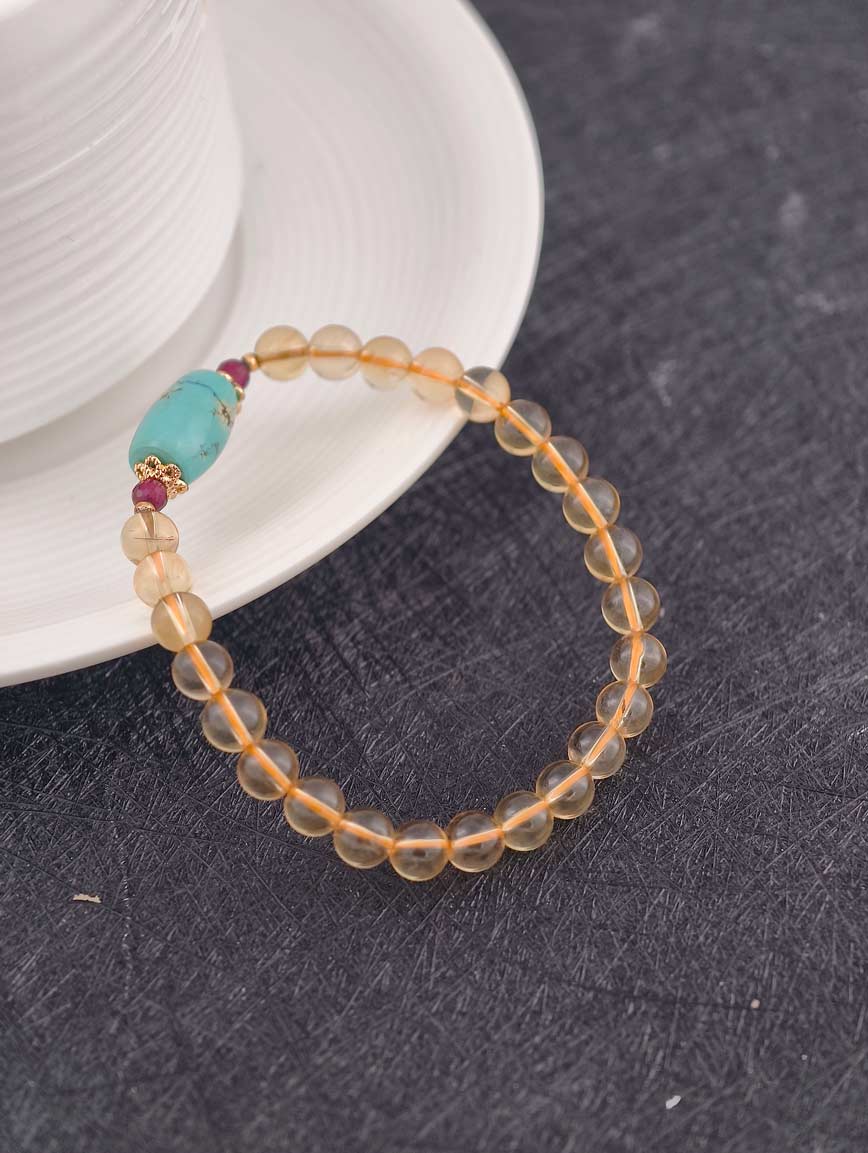 Natural Citrine and Turquoise Garnet Bracelet image