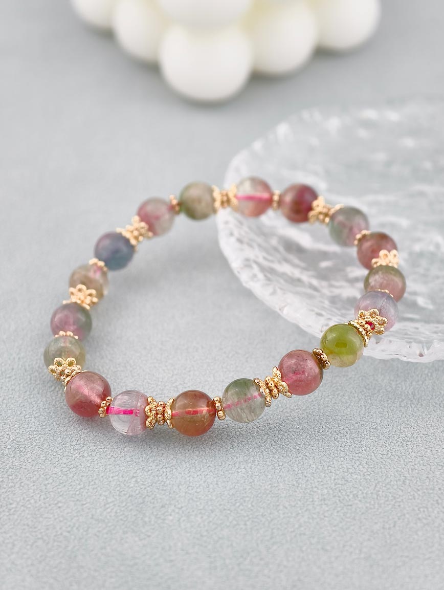 Natural Watermelon Tourmaline Delicate Style Bracelet image