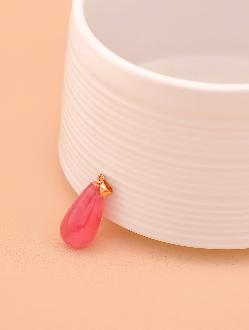 18K Gold Natural Rhodochrosite Simple Style Pendant image