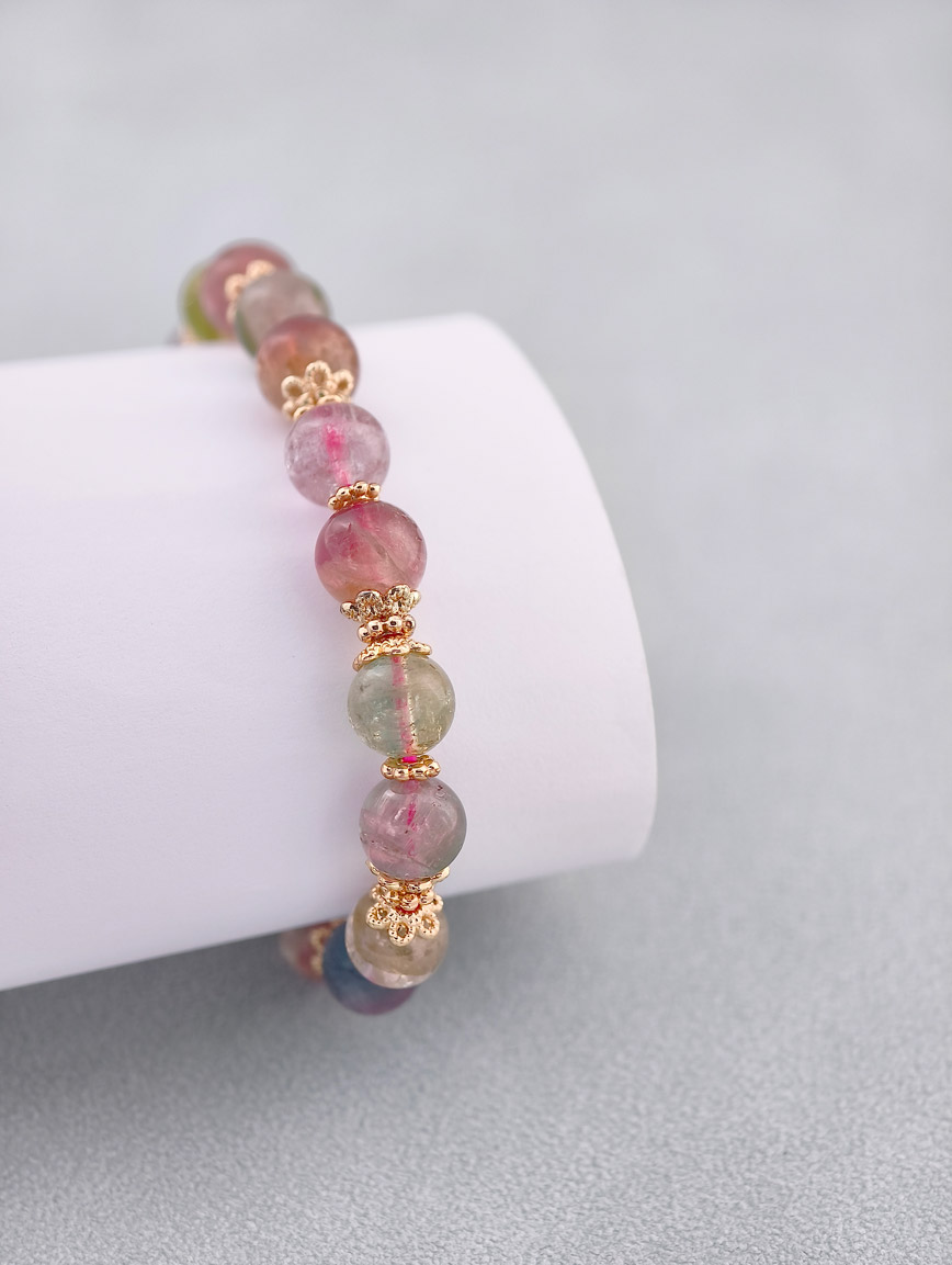 Natural Watermelon Tourmaline Delicate Style Bracelet image