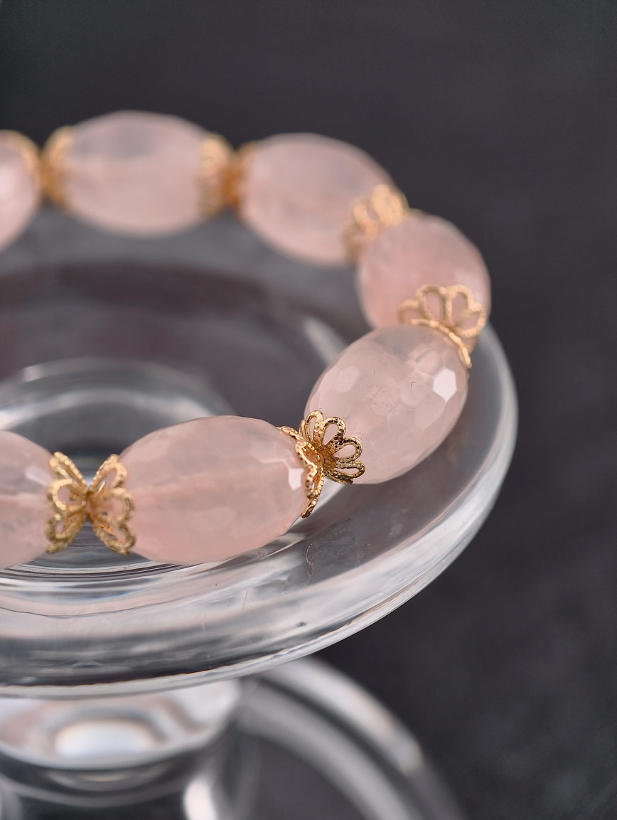 Natural Date Shaped Rose Quartz Bracelet image