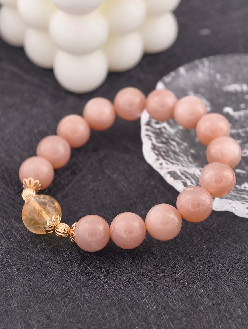 Orange Moonstone and Citrine Simple Style Bracelet image