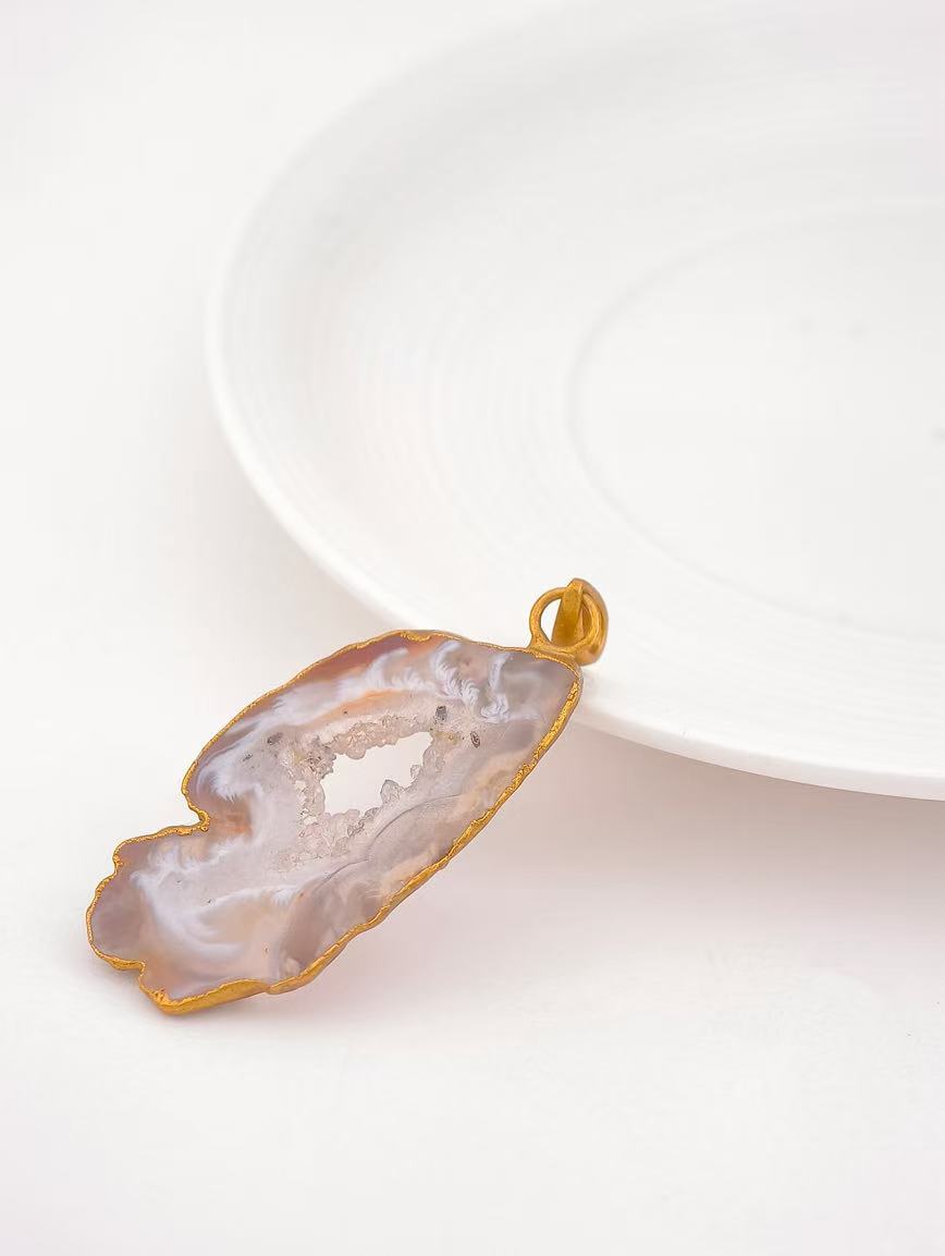 Natural Geode Agate Pendant image
