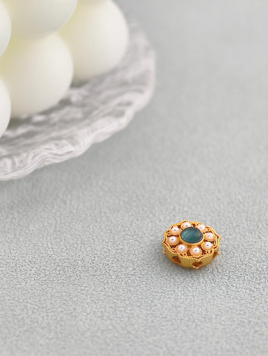 Natural Tourmaline Ruyi Flower Sterling Silver DIY Accessory image