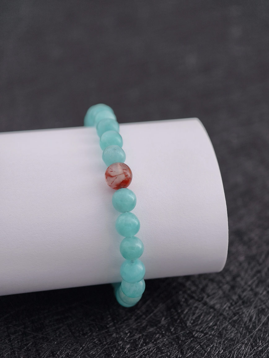 Natural Amazonite and South Red Agate Bracelet image