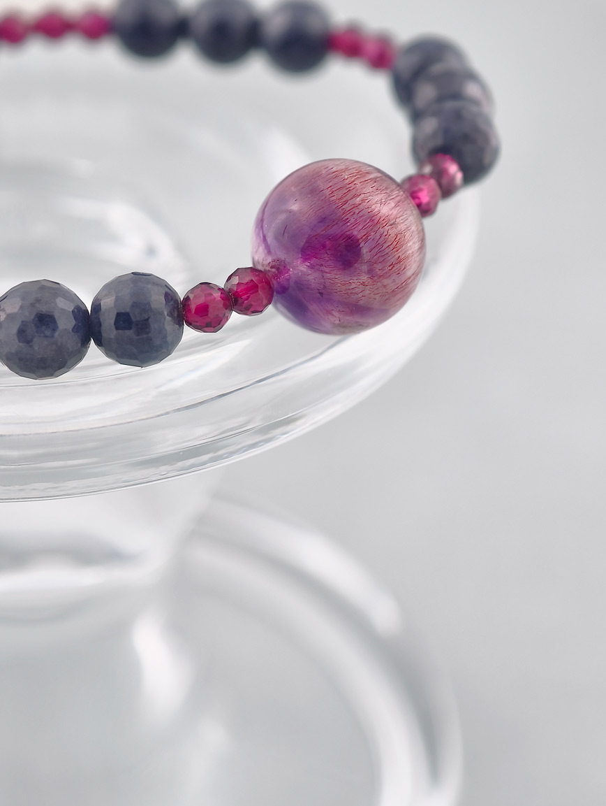 Sapphire and Super Seven Garnet Energy Bracelet image