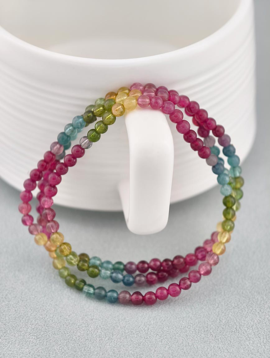 Natural Rainbow Tourmaline Three-Wrap Bracelet image