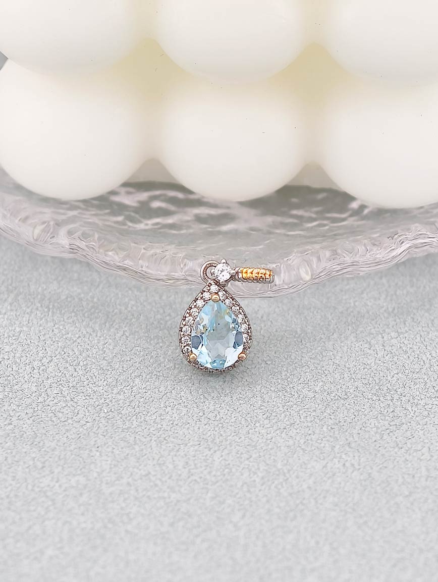 Blue Topaz Drop Sterling Silver Pendant image