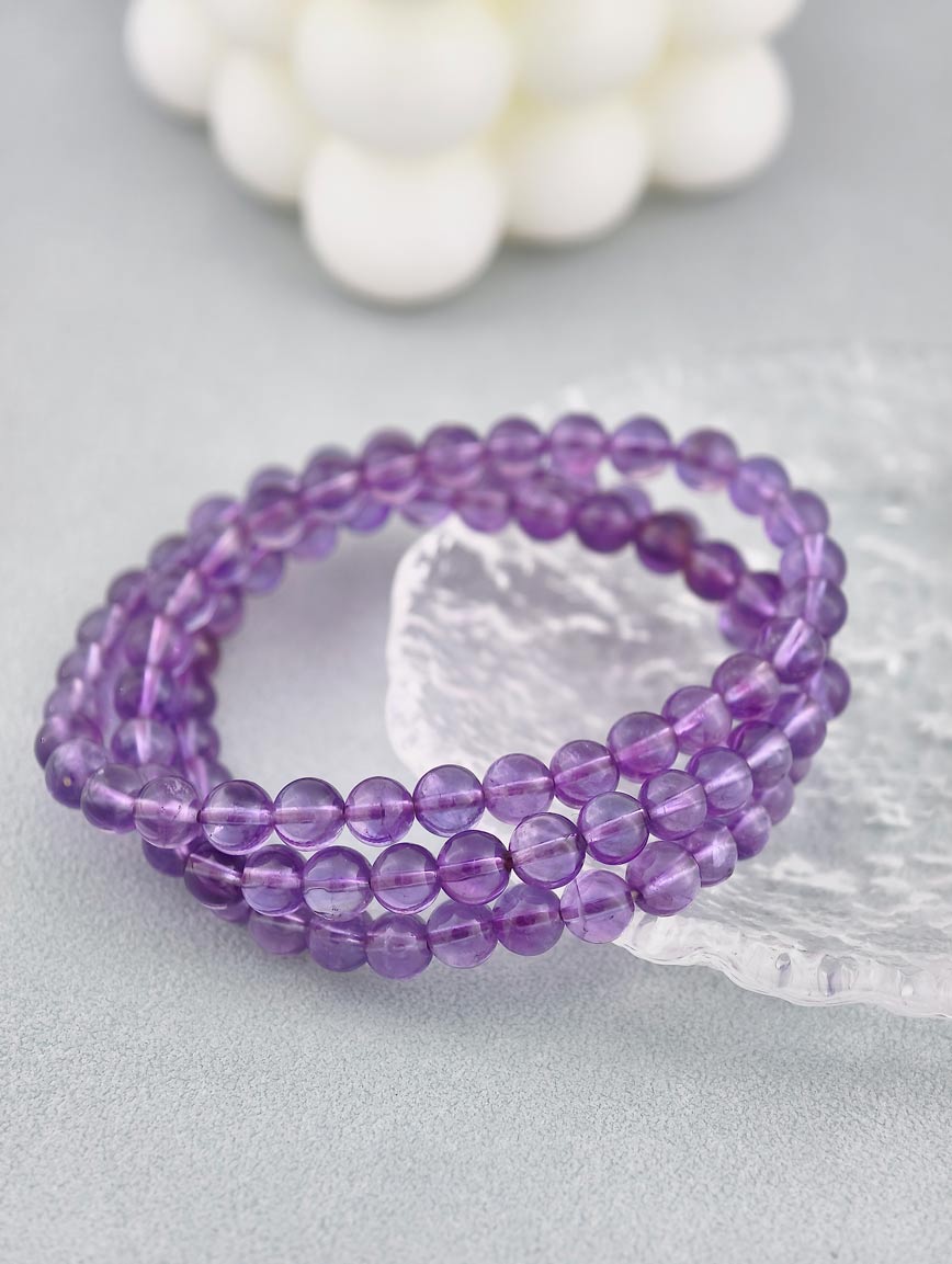 Natural Amethyst Three-Wrap Bracelet image