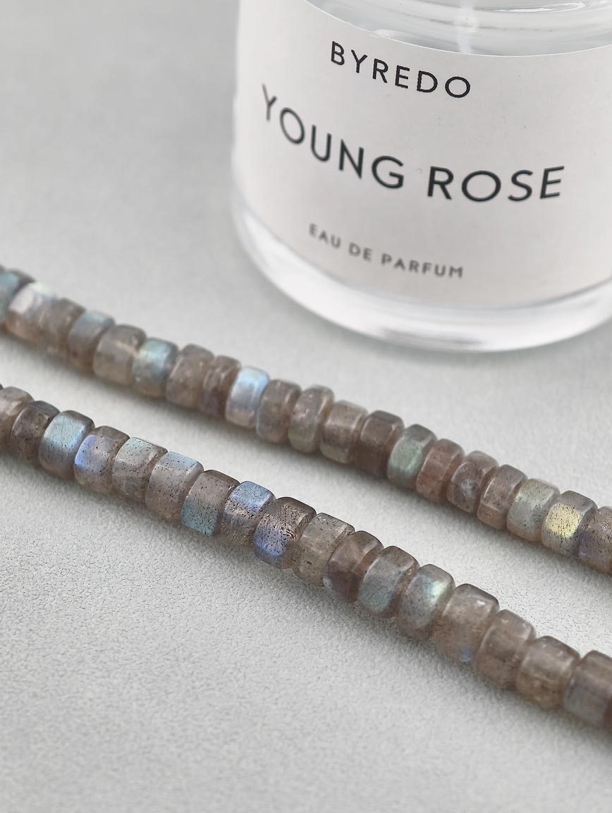 Natural Labradorite with Orange Garnet Necklace image