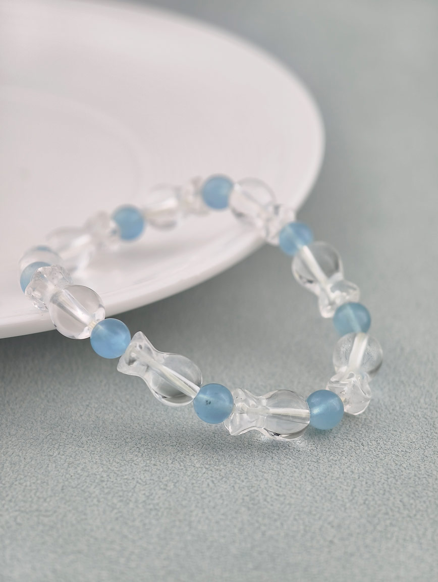 Clear Quartz Lucky Bag and Aquamarine Bracelet image