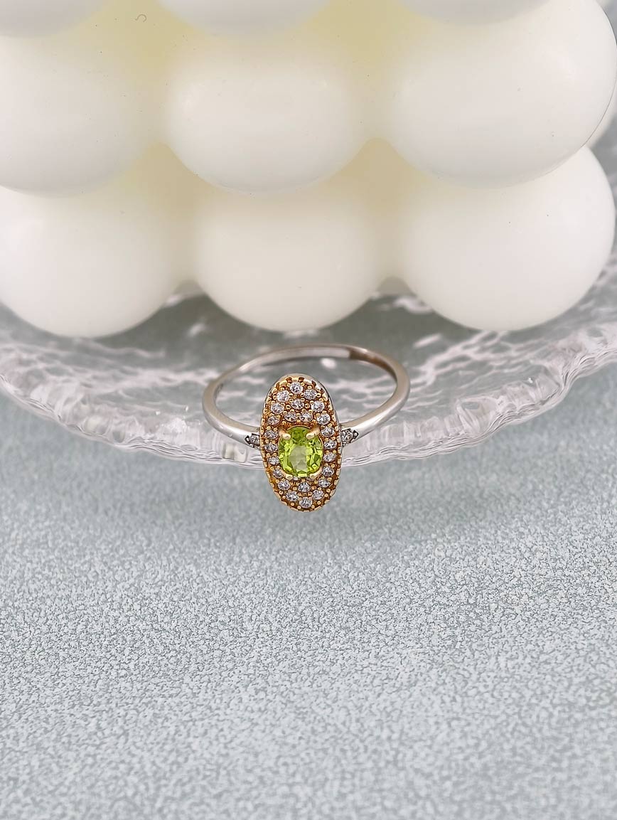 Sterling Silver Inlaid Natural Peridot Ring image