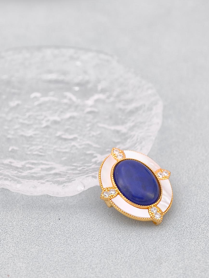 Natural Lapis Lazuli Brooch and Pendant Dual-purpose image