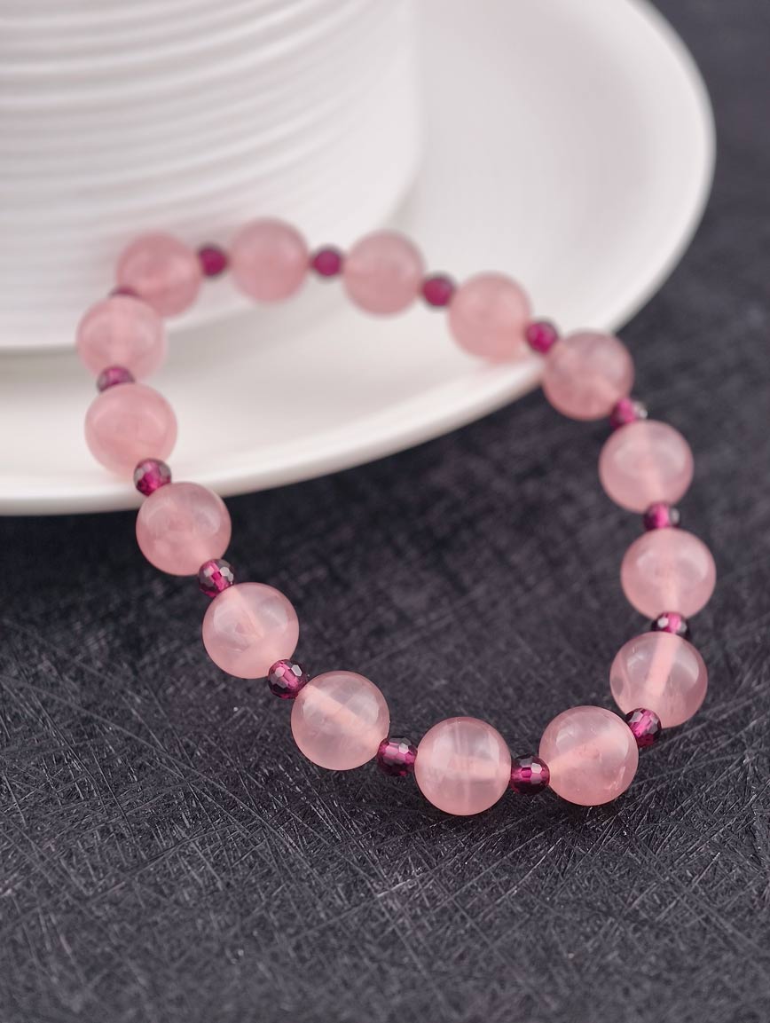 Madagascar Rose Quartz and Garnet Bracelet image