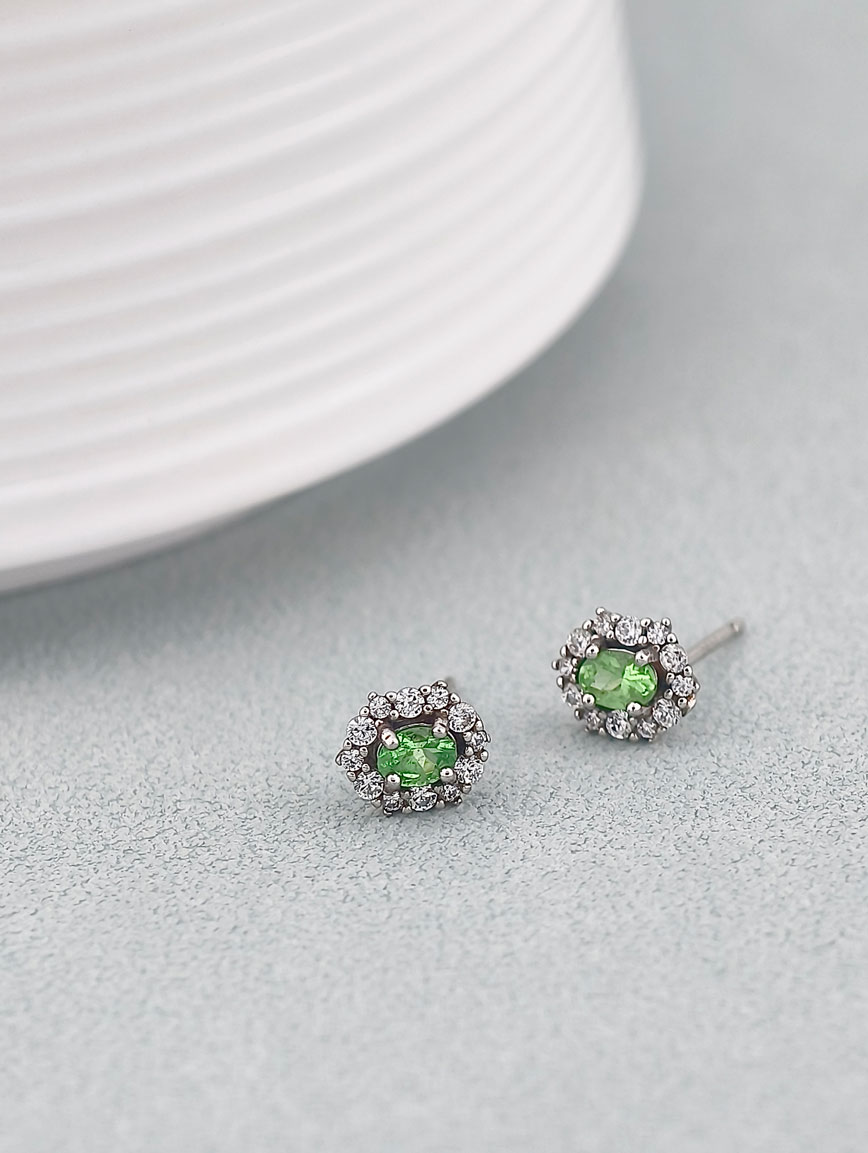 Natural Peridot Exquisite Style Sterling Silver Earrings image