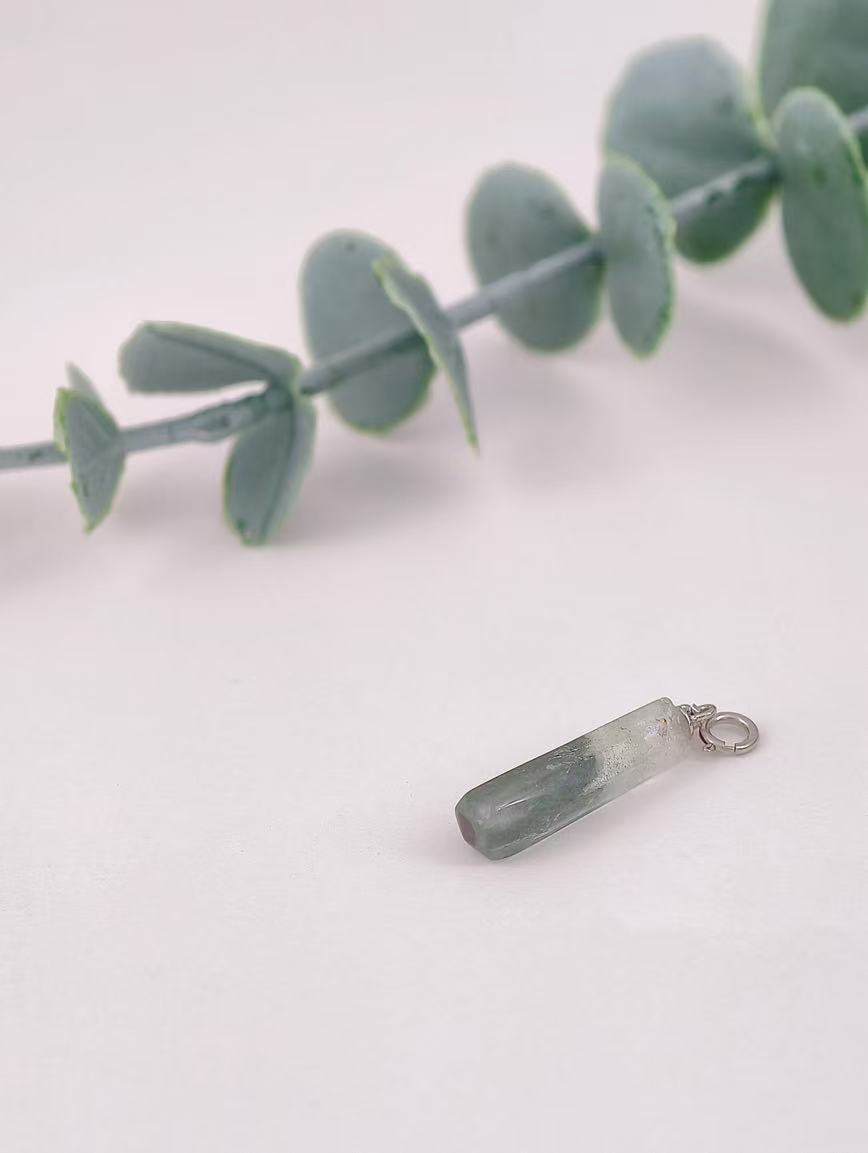 Natural Green Phantom Sterling Silver Pendant image