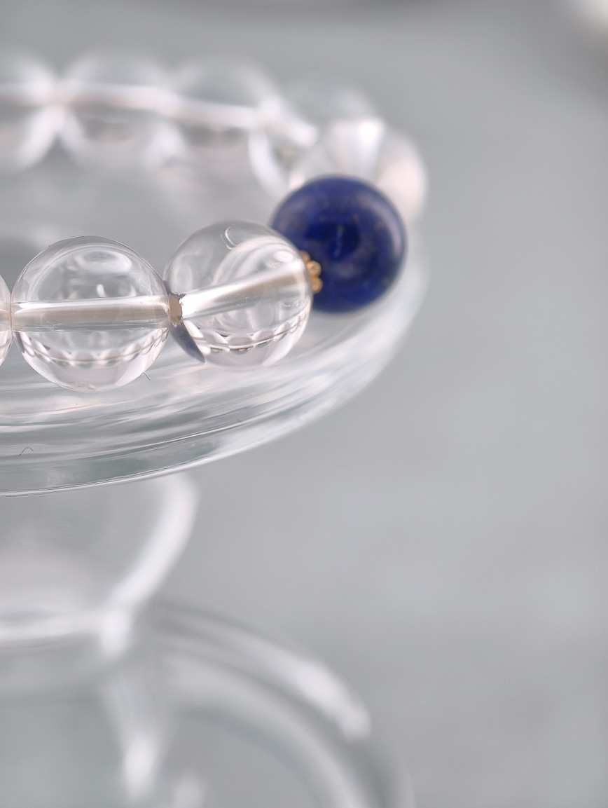 Natural Clear Quartz and Lapis Lazuli Bracelet image