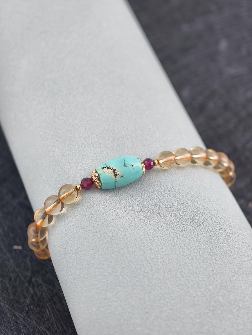 Natural Citrine and Turquoise Garnet Bracelet image