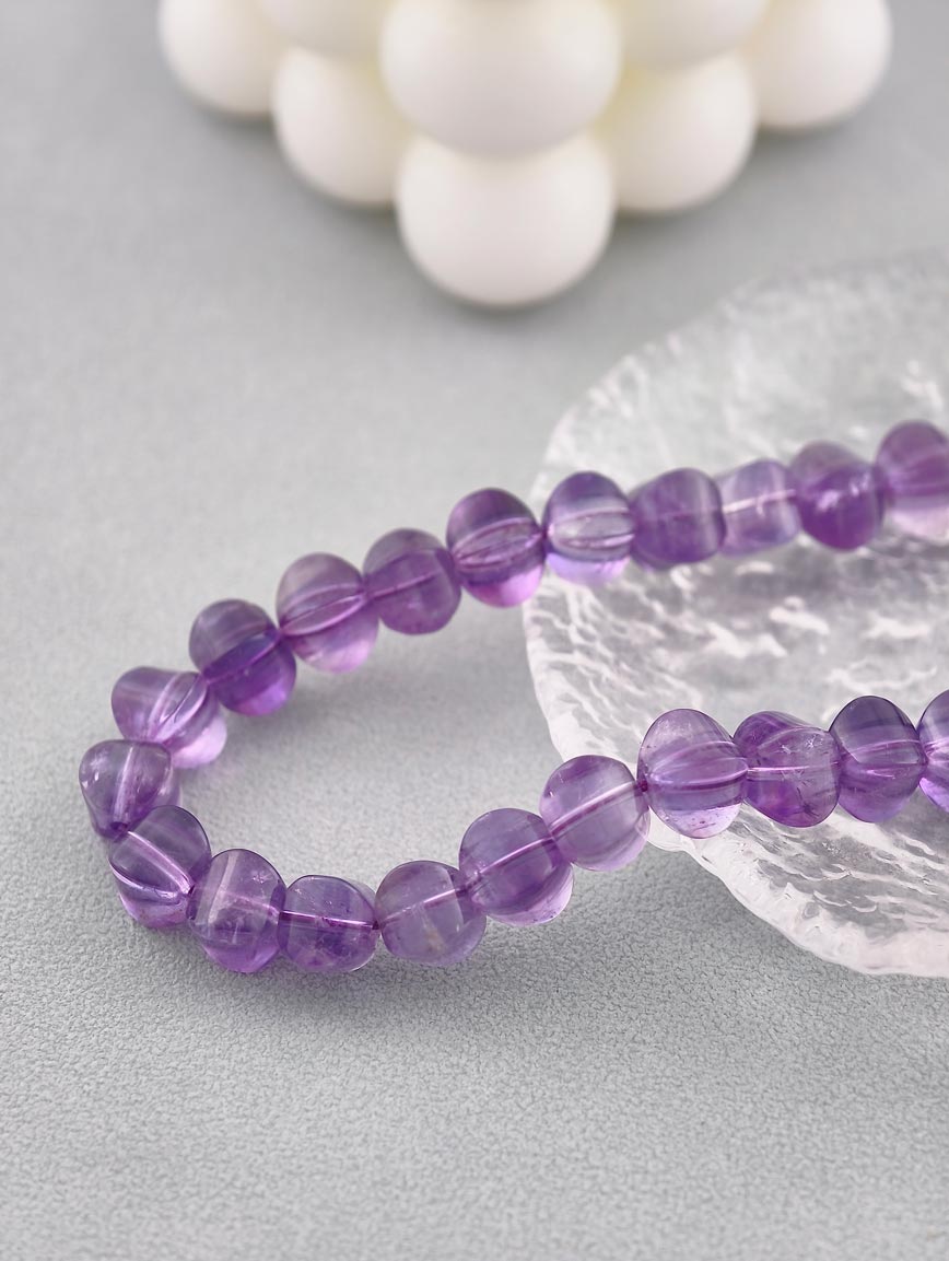 Vintage Lantern Bead Amethyst Necklace image