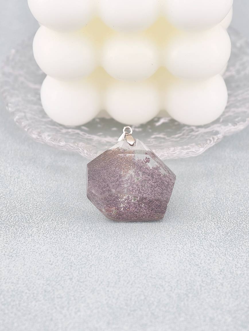 Natural Red Phantom Sterling Silver Pendant image