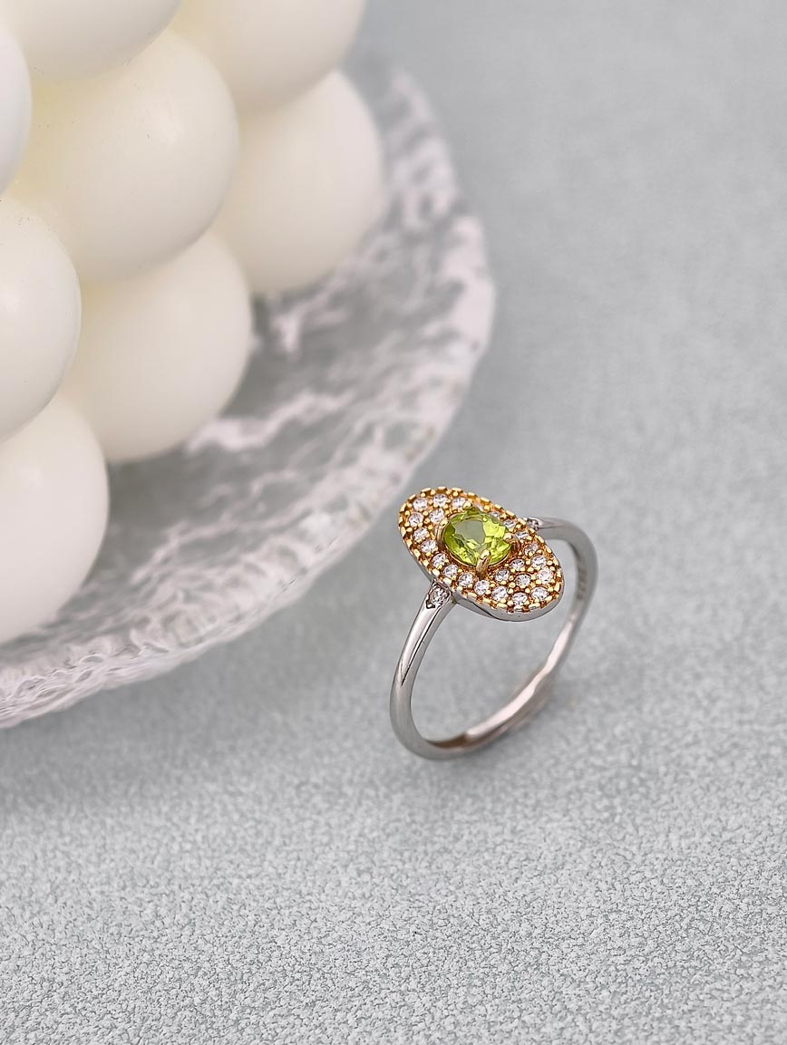 Sterling Silver Inlaid Natural Peridot Ring image