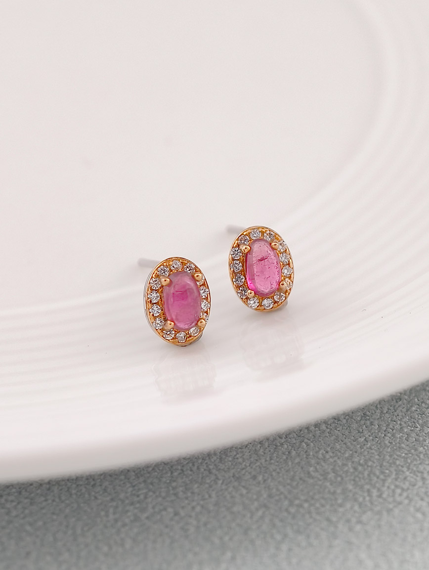 Natural Pink Tourmaline Exquisite Style Sterling Silver Earrings image