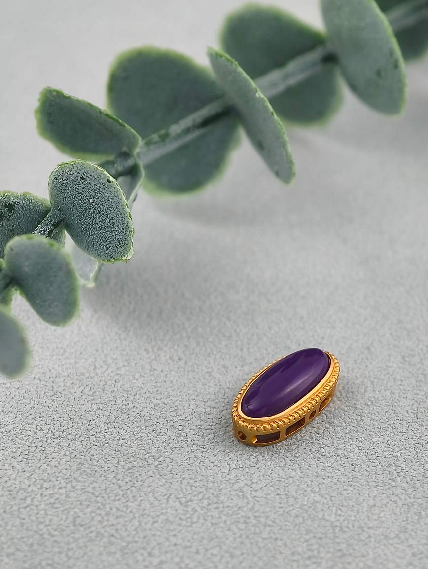 18K Gold Inlaid Oval Sugilite DIY Accessory image