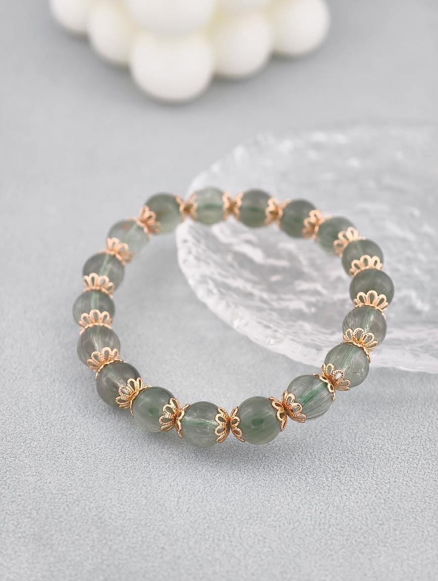 Natural Green Rutilated Quartz Exquisite Style Bracelet image