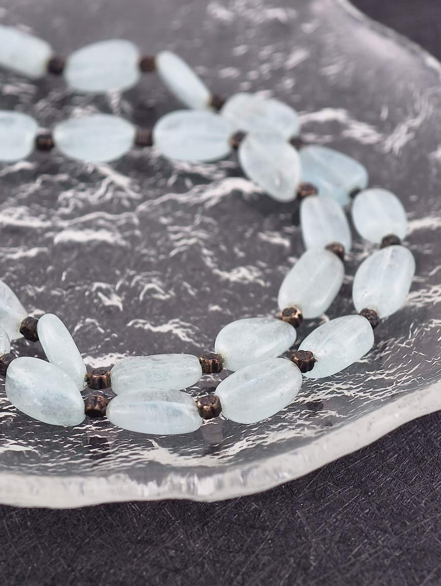 Natural Aquamarine Necklace with S925 Silver Flower image