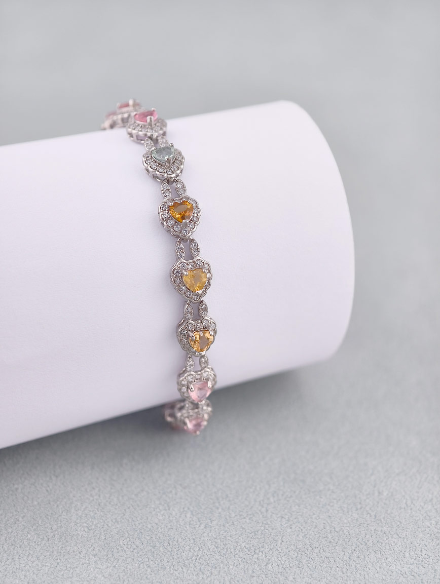 Natural Tourmaline Sterling Silver Gold Plated Delicate Style Bracelet image