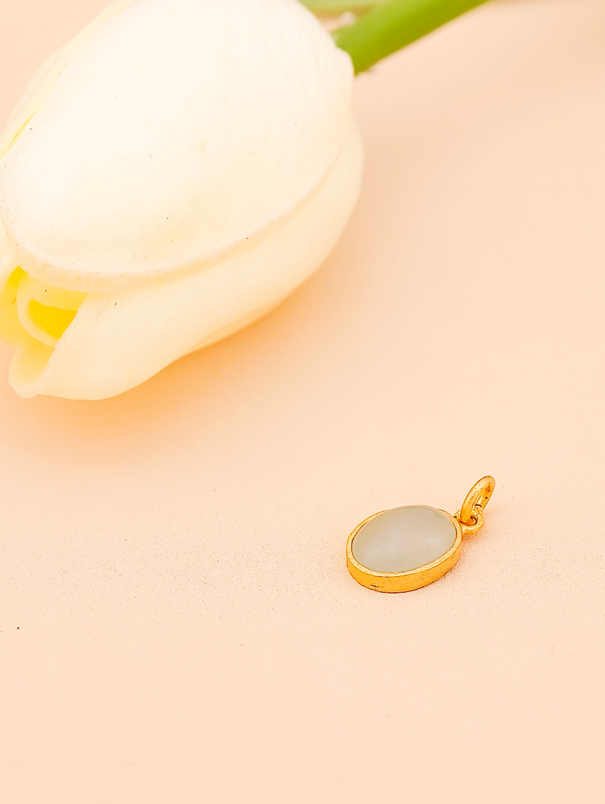 Natural White Jadeite Sterling Silver Pendant image