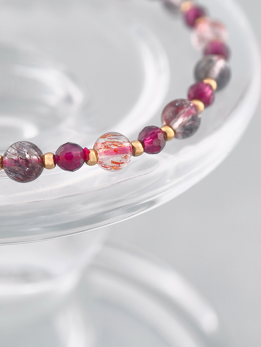 Natural Super Seven and Garnet Bracelet image