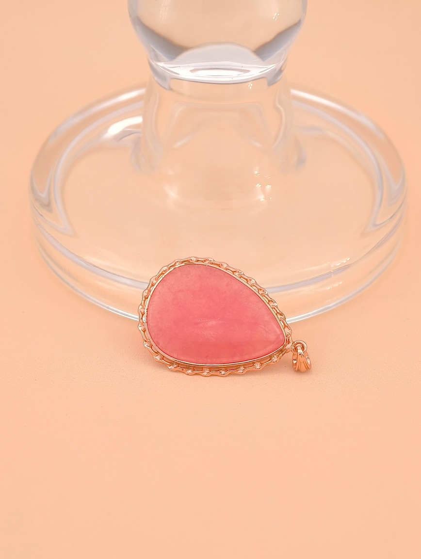 Natural Water Drop Rhodochrosite Sterling Silver Pendant image