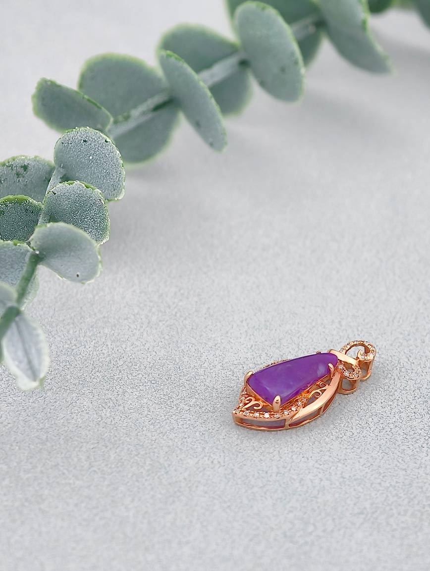 18K Gold Sugilite Diamond Pendant image