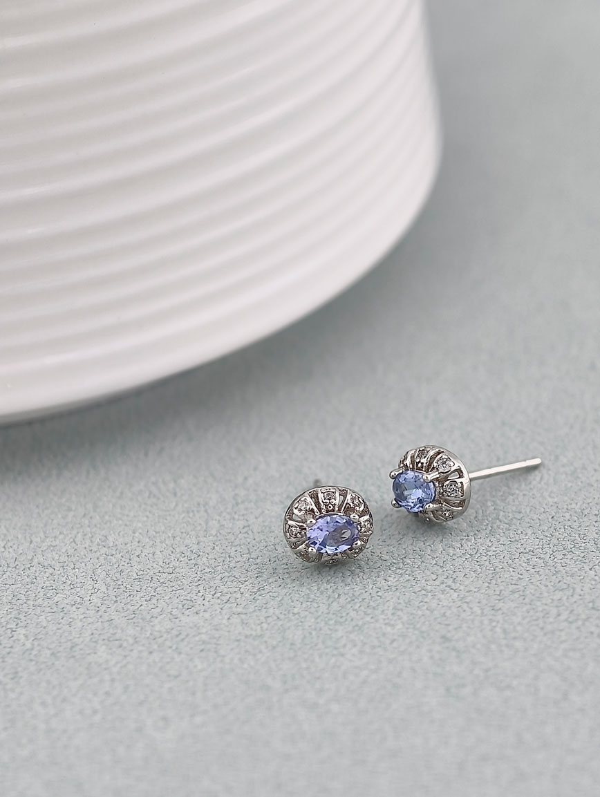 Natural Tanzanite Sterling Silver Earrings image