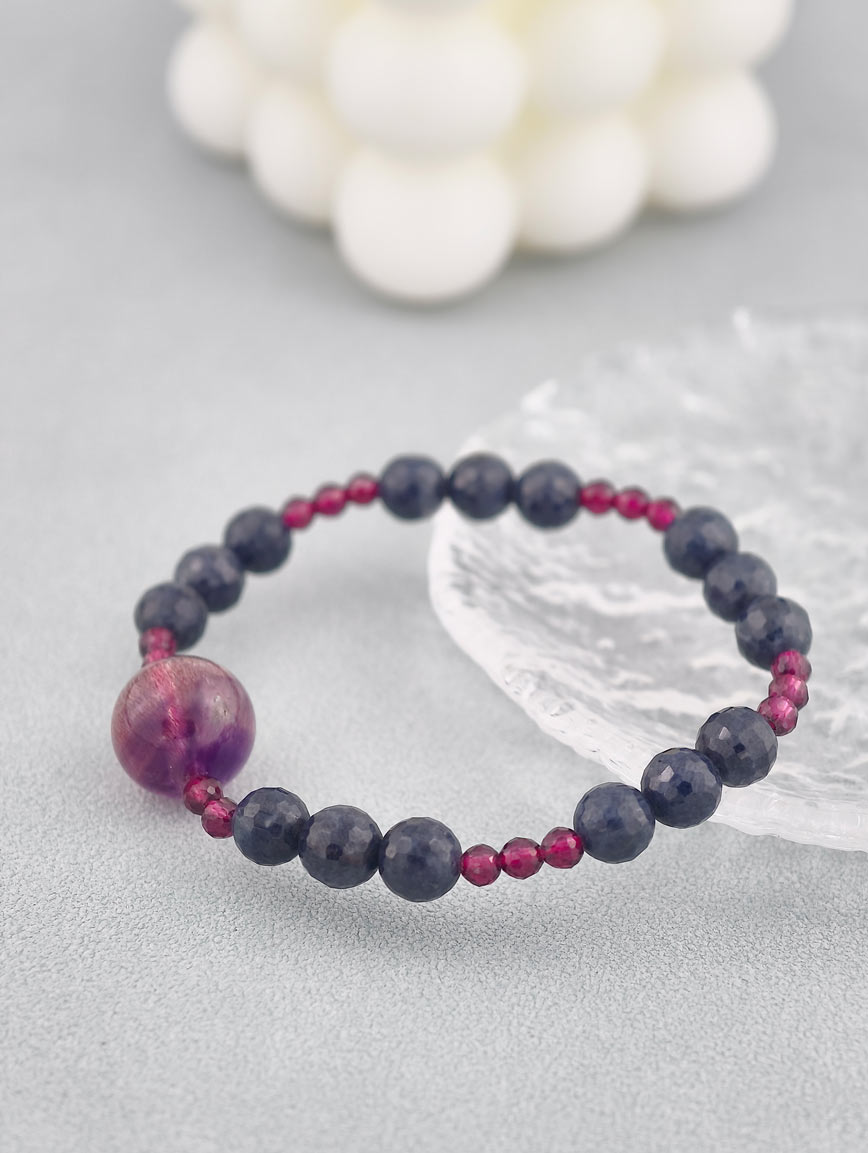 Sapphire and Super Seven Garnet Energy Bracelet image