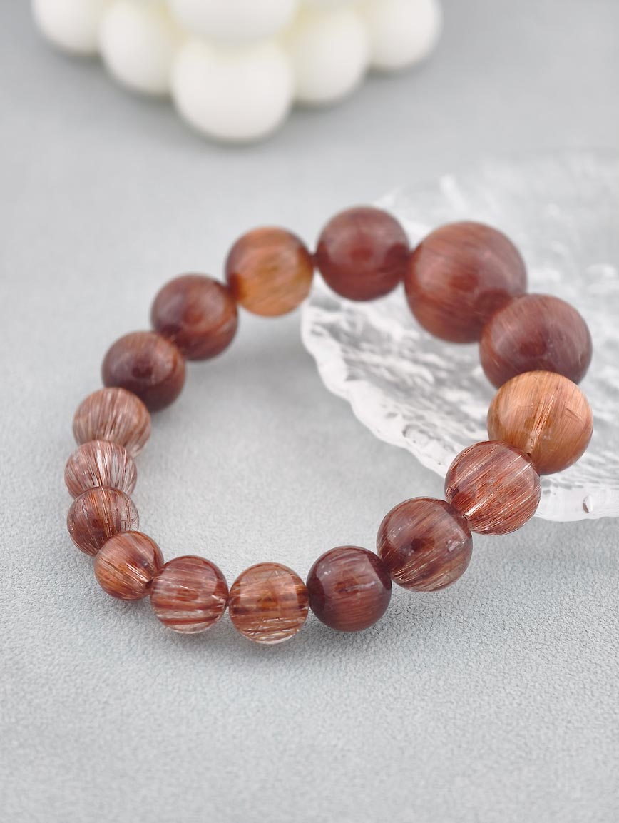 Collectible Gradient Copper Rutilated Quartz Bracelet image