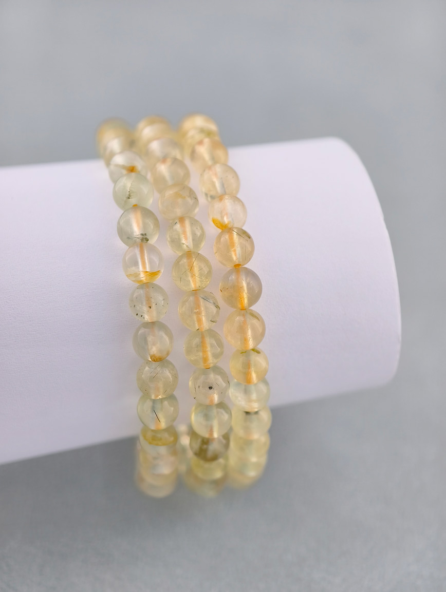 Natural Golden Prehnite Three-Wrap Bracelet image