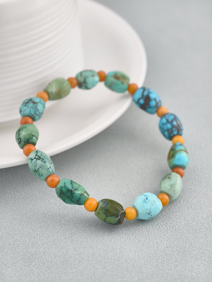 Natural Turquoise and Beeswax Bracelet image