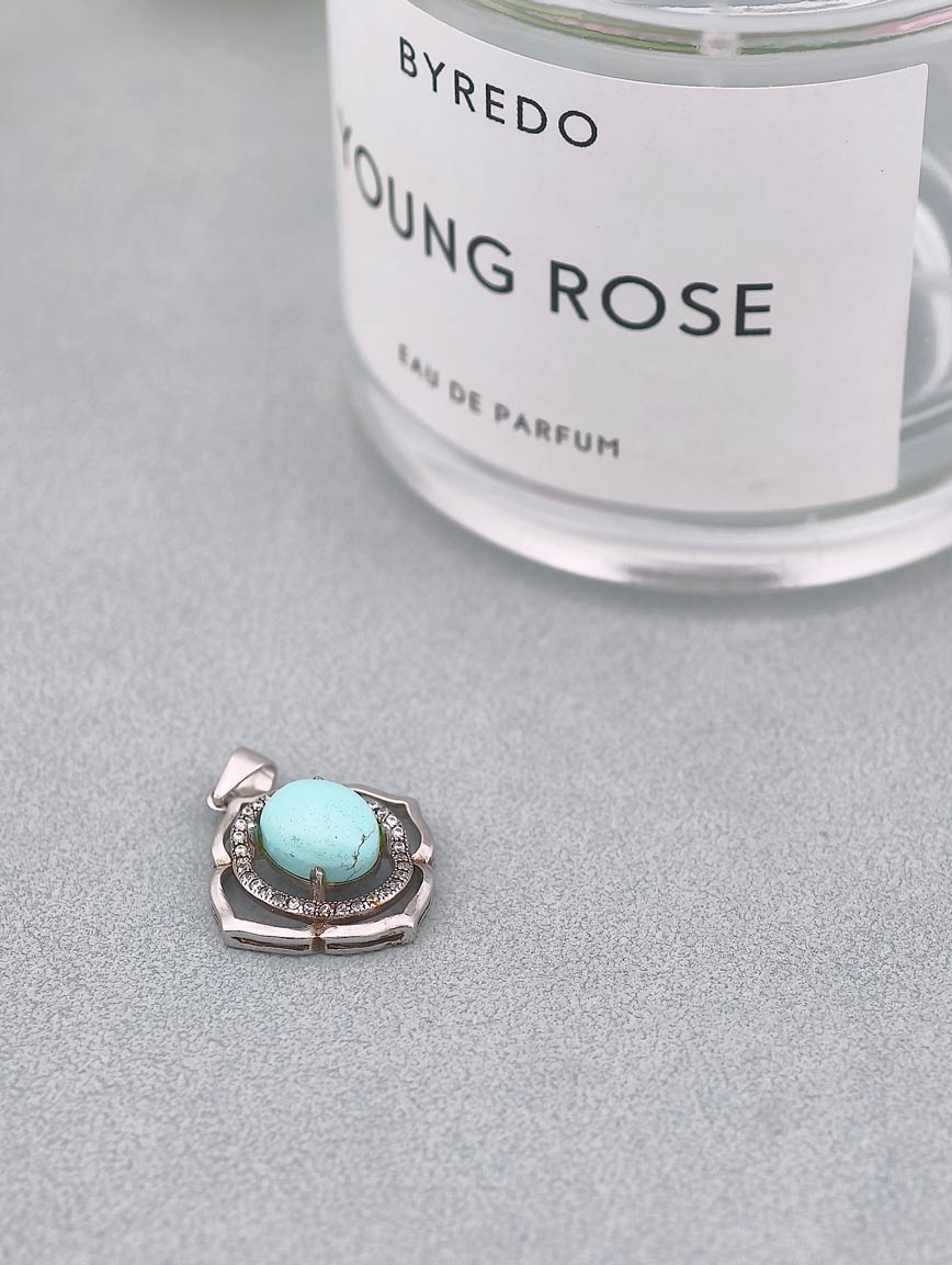 Natural Turquoise Sterling Silver Pendant image