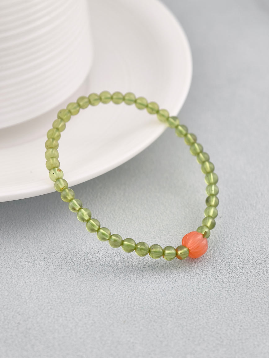 Natural Peridot and South Red Agate Bracelet image
