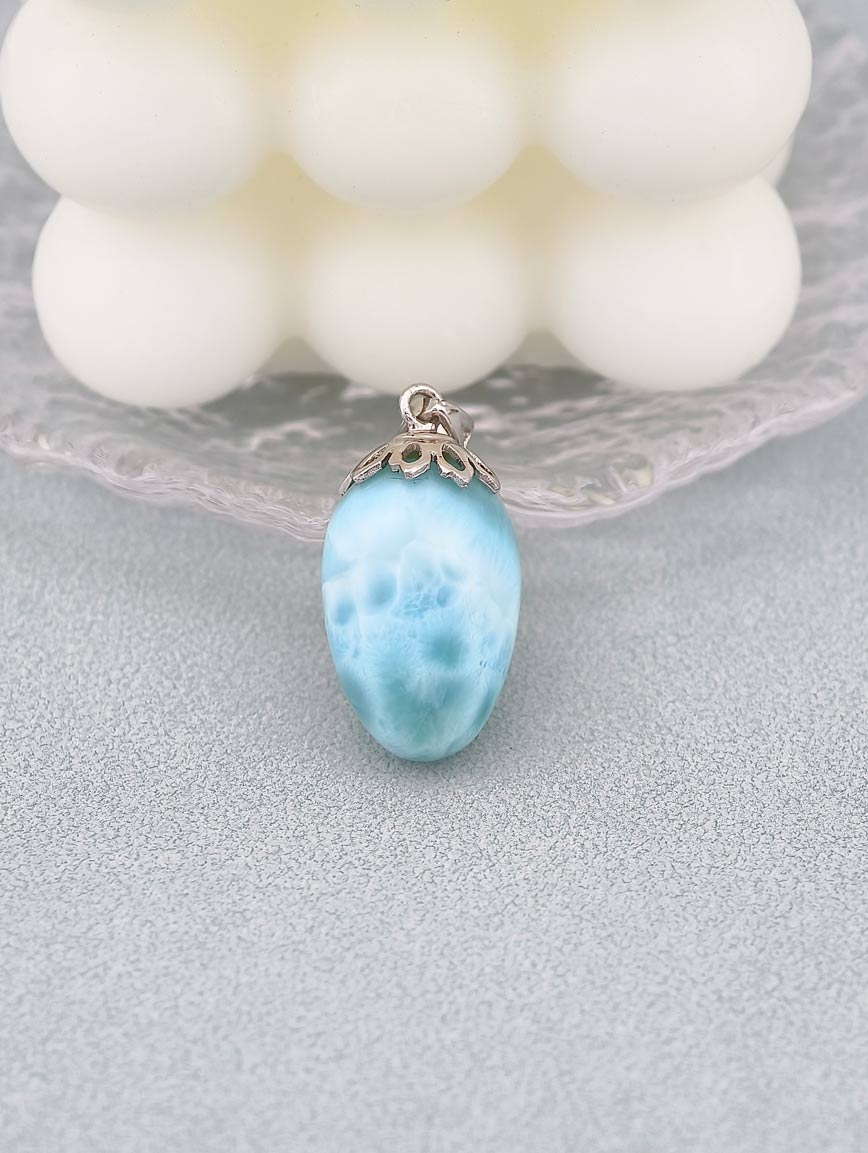 Natural Larimar Sterling Silver Pendant image