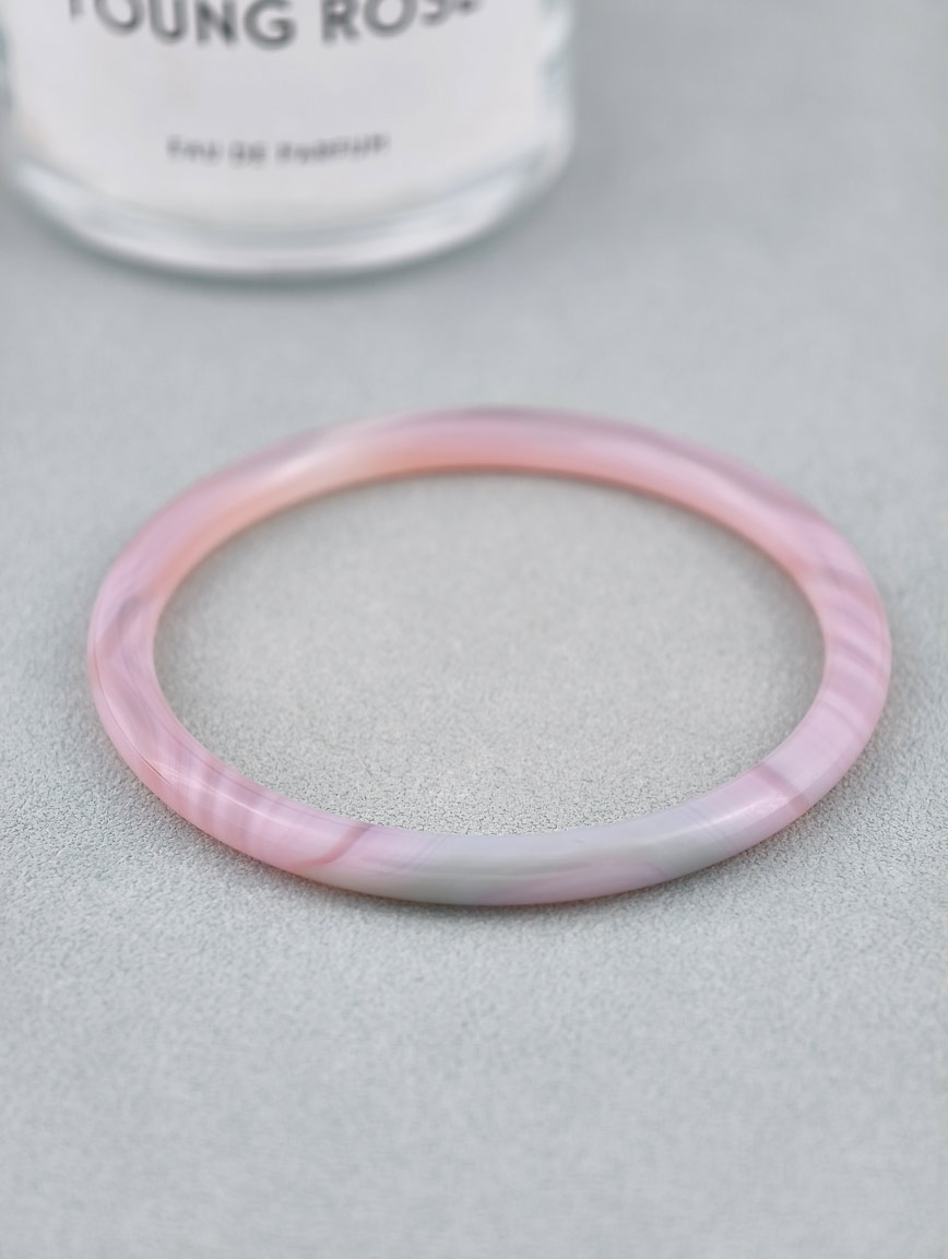 Natural Pink Chalcedony and Pink Agate Bracelet image