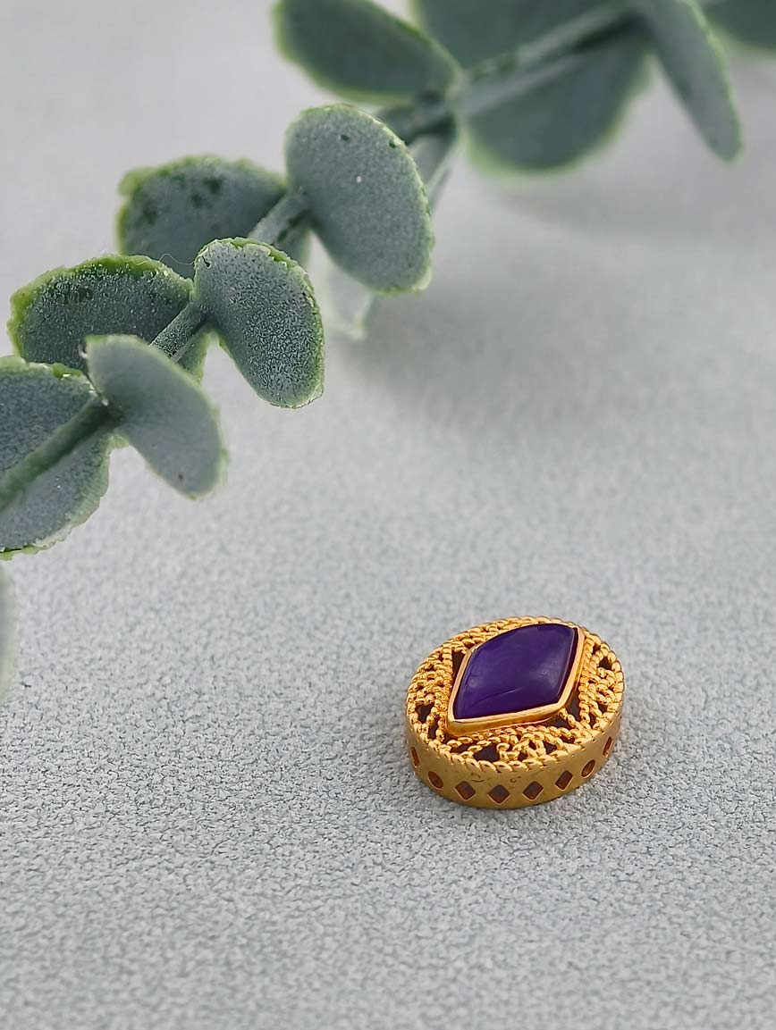 18K Gold Inlaid Natural Sugilite Exquisite Style DIY Accessory image